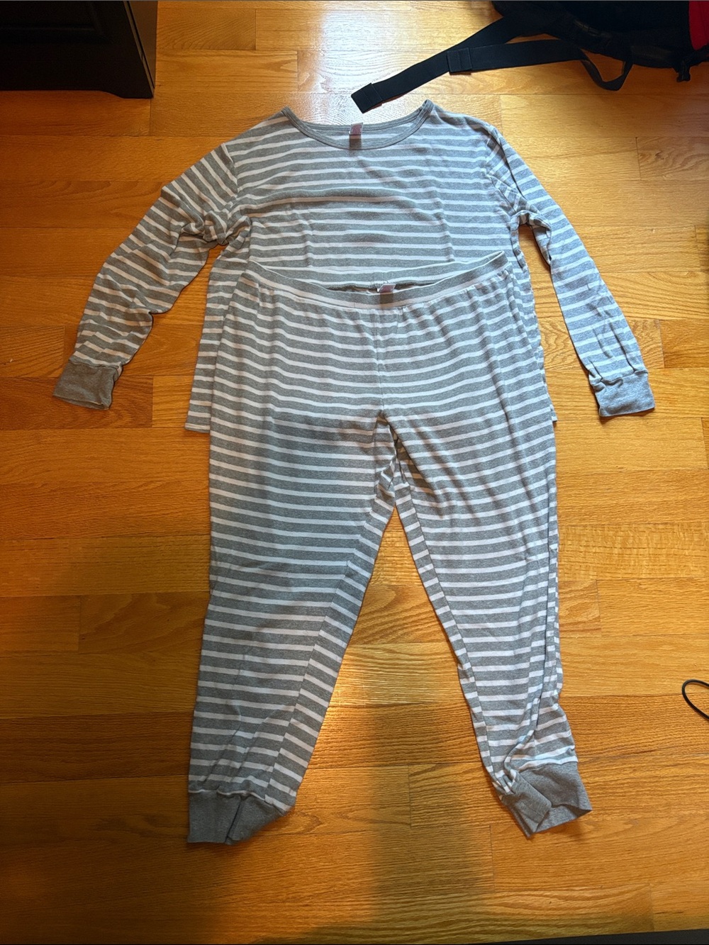 Gray & White Stripe Long-Sleeve Pajama Set